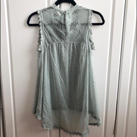Free People Swiss dot mesh/lace high/low swing top - Picture 3 of 3